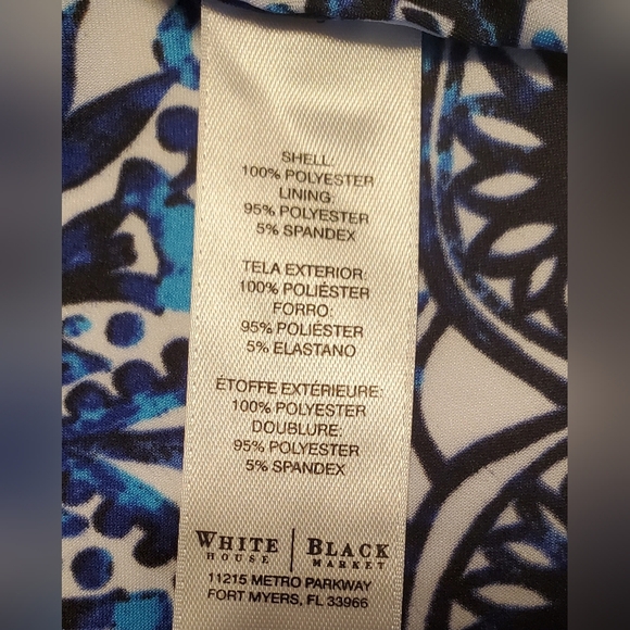 White House Black Market Blue and White Print Tiered Ruffle Tank Top Size M - Picture 7 of 9